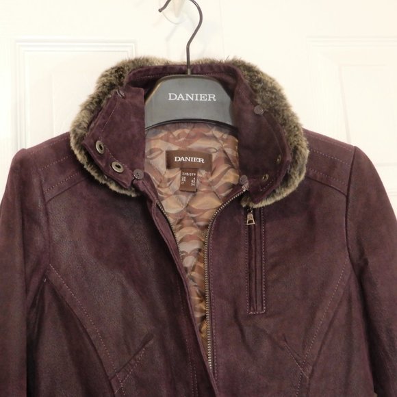 Danier deep purple Genuine Leather winter jacket in size 3XS - Picture 4 of 14